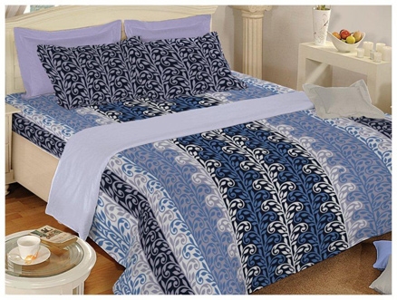 Bombay Dyeing Floral Double Bed Sheet - 3494 Blue