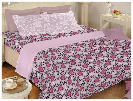 Bombay Dyeing Floral Double Bed Sheet - 3495 Pink