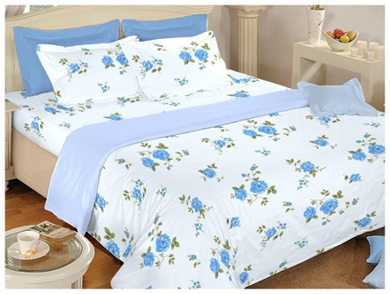 Bombay Dyeing Floral Double Bed Sheet - 3496 Blue