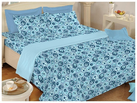 Bombay Dyeing Floral Double Bed Sheet - 3497 Blue