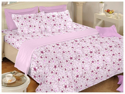 Bombay Dyeing Floral Double Bed Sheet - 3498 Pink