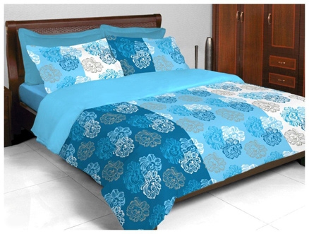 Bombay Dyeing Zinnia Double Bed Sheet - 3548 Blue