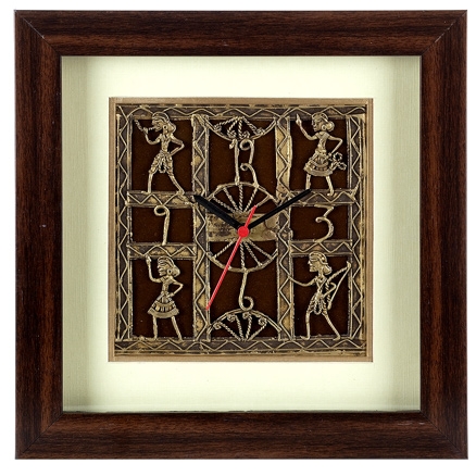 Handcrafted Tribal Metal Craft Wall Clock With Rosewood Frame_04