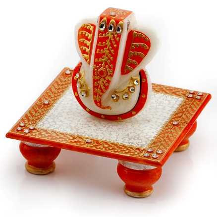 Aapnorajasthan - Gold Embossed Lord Ganesh With Chowki Model 51