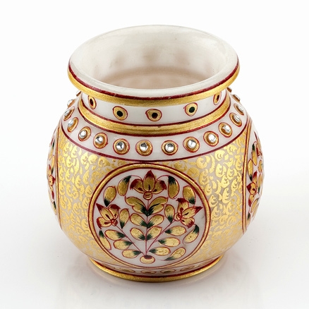 Aapnorajasthan - Gold Embossed Round Vase Model 65
