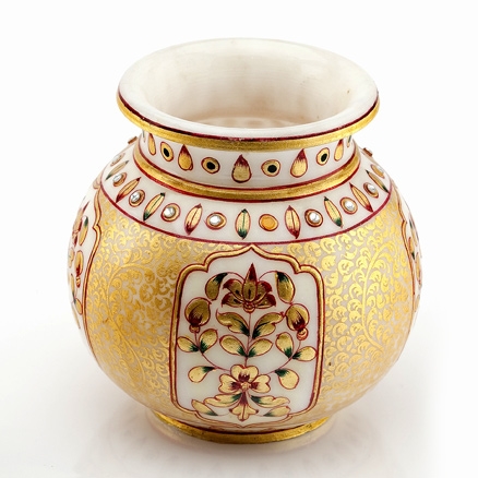 Aapnorajasthan - Gold Embossed Round Vase With Gold Work Model 67