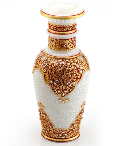 Aapnorajasthan - Embossed Gold And Kundan Work Vase Model 69