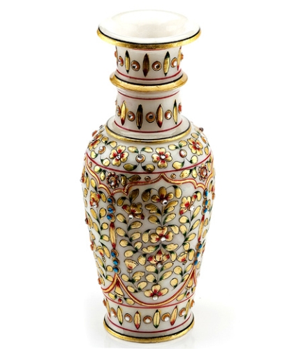 Aapnorajasthan - Vase With Embossed Gold And Kundan Work Model 72