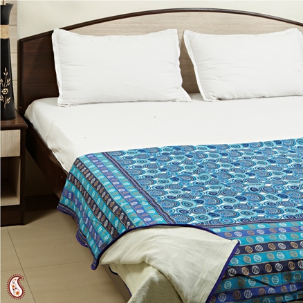 Aapnorajasthan - Aqua Blue Circular Print Duvet