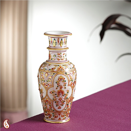 Aapnorajasthan - Gold Work Pure Marble Vase