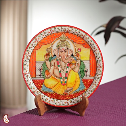 Aapnorajasthan - Divinely Painted Lord Ganesh Plate