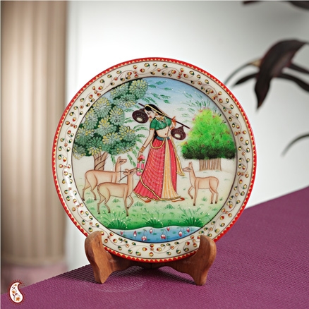 Aapnorajasthan - Ethnik Raagini Painted Marble Plate