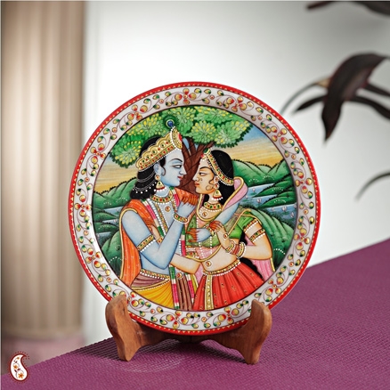 Radha Krishna Marble Plate