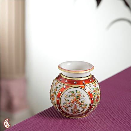 Aapnorajasthan - Gold Work Marble Pot