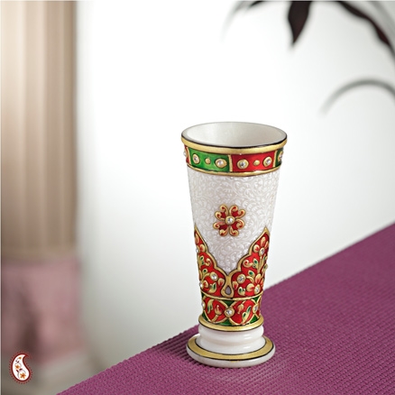 Aapnorajasthan - Marble Flower Vase With Gold Work