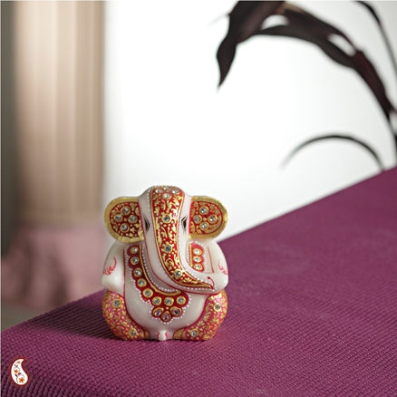 Aapnorajasthan - Gold Work Marble Ganesh With Kundans