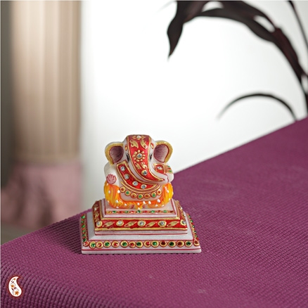 Aapnorajasthan - Marble Chowki Ganesh With Kundan Work