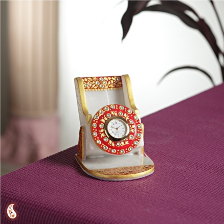 Aapnorajasthan - Marble Cell Phone Stand With Clock