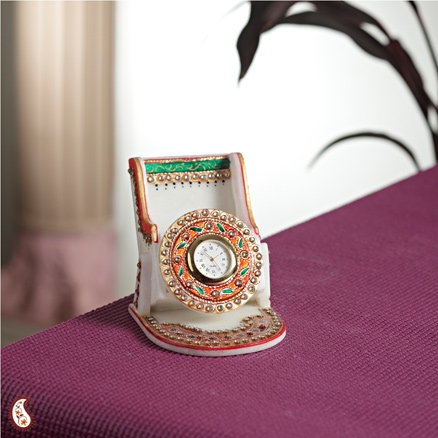 Aapnorajasthan - Marble Cell Phone Holder With Clock
