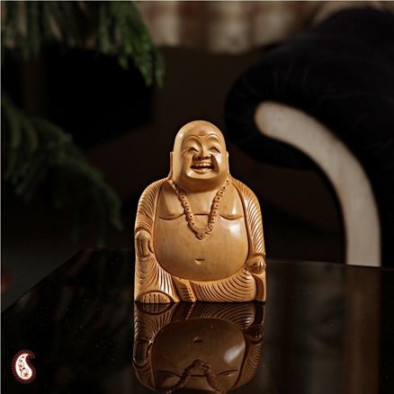 Aapnorajasthan - Laughing Buddha Carved On Wood