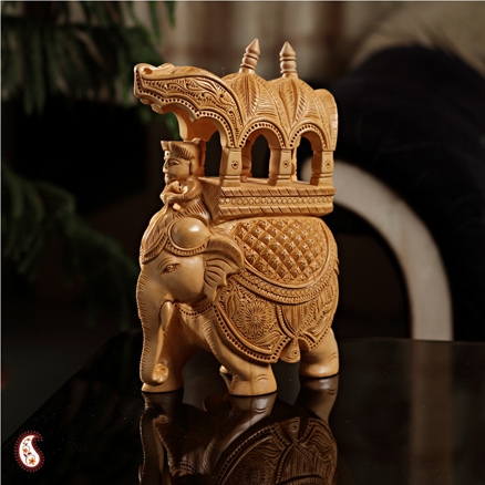 Aapnorajasthan - Skillfully Carved Elephant Statuette