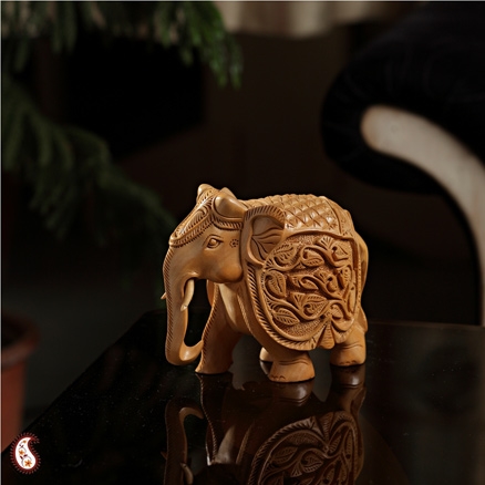 Aapnorajasthan - Royal Elephant Carved On Wood