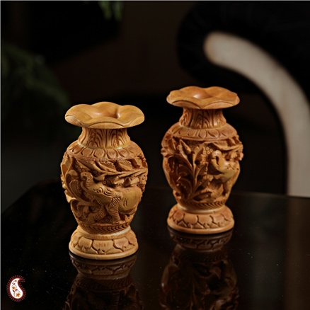 Aapnorajasthan - Pair Of Carved Floral Vases