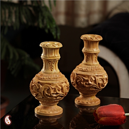 Aapnorajasthan - Pair Of Bottle Shape Carved Vases