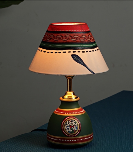 Aapnorajasthan Hand Painted Terracotta Lamp