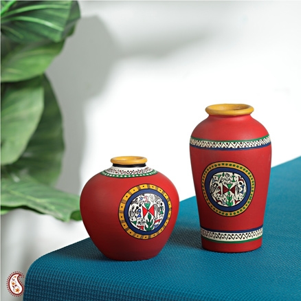 Aapnorajasthan - Set Of Hand Painted Vases