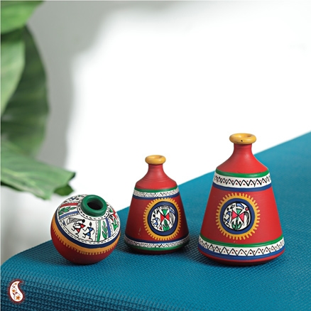 Aapnorajasthan - Set Of 3 Vases For Home Decor