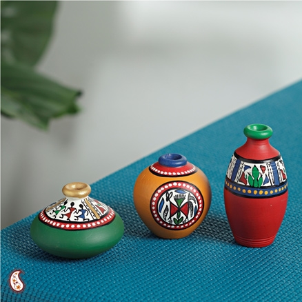 Aapnorajasthan - Multicoloured Terracota Vase Set