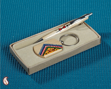 Aapnorajasthan-Wooden Pen Key Chain Set