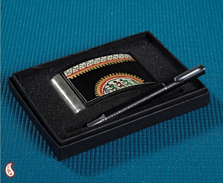 Aapnorajasthan-Leather Card Holder With Pen