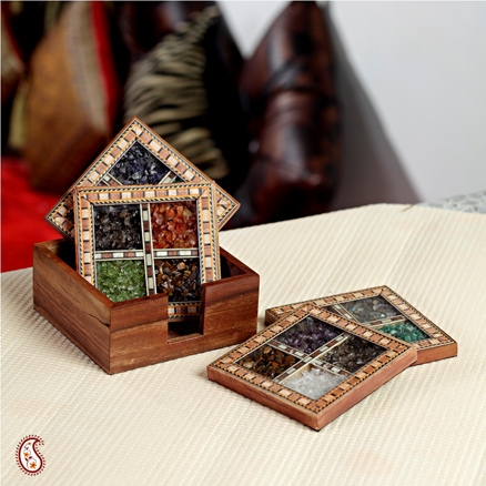 Aapnorajasthan-Framed Coasters With Gemstones