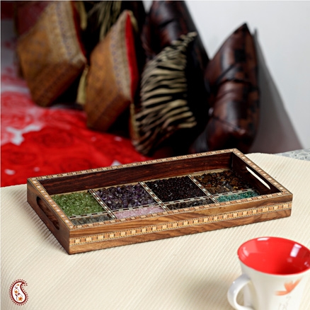 Aapnorajasthan-Framed Tray With Rich Gemstones