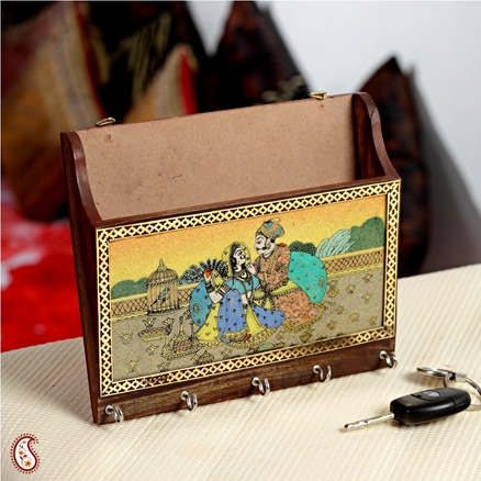 Aapnorajasthan-Framed Key Hanger And Paper Stand