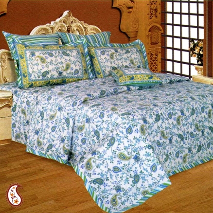 Aapnorajasthan Hand Block Paisley Print Bedsheet Set