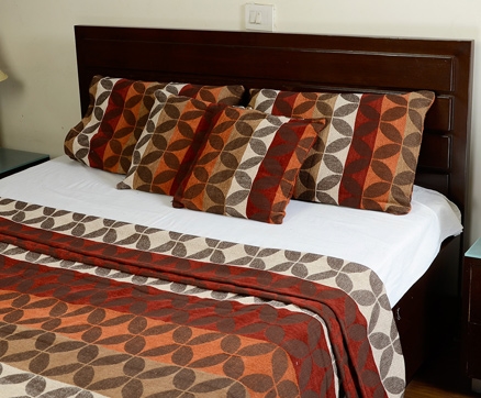 Elysia Double Bed Cover Set - Brown & Mustard & White