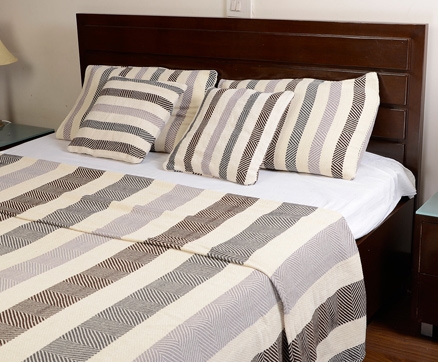 Elysia Double Bed Cover Set - White & Grey