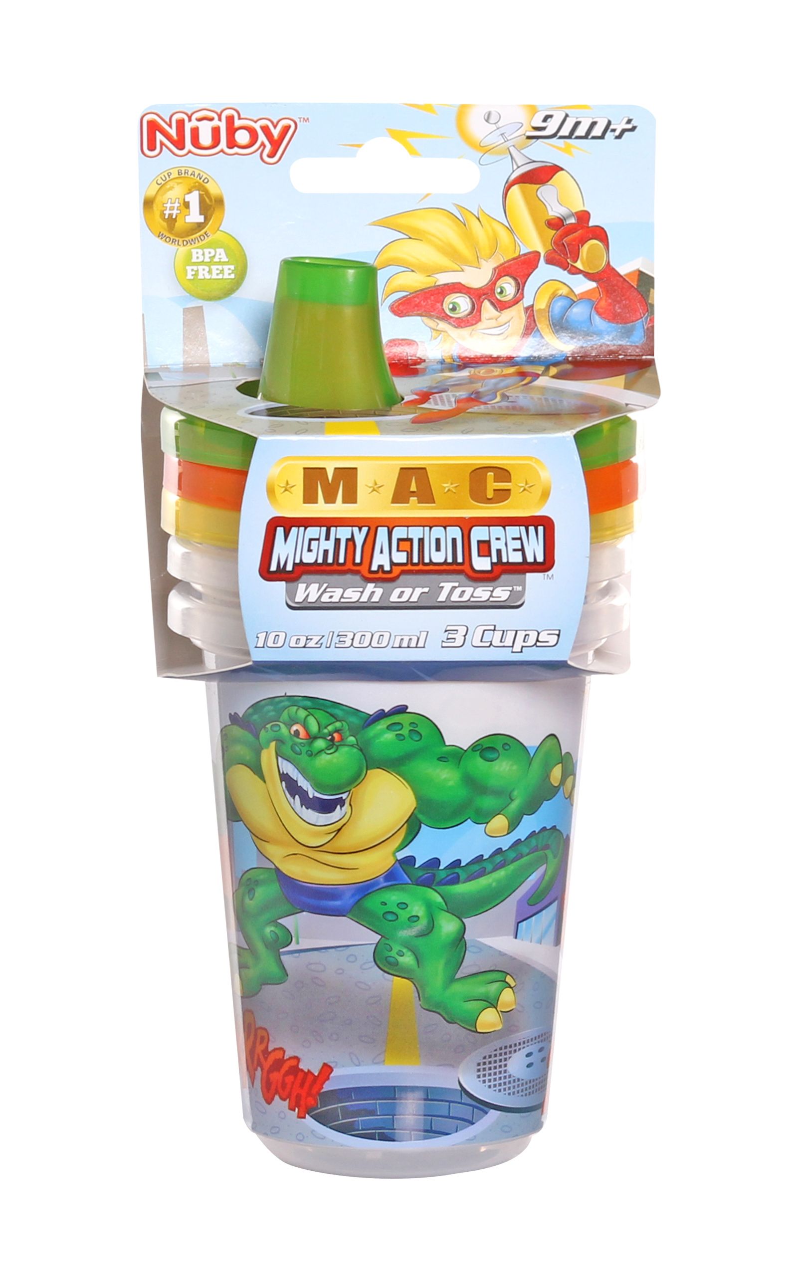 Nuby - Set of 3 Cups with Sipper - MAC (Mighty Action Crew)