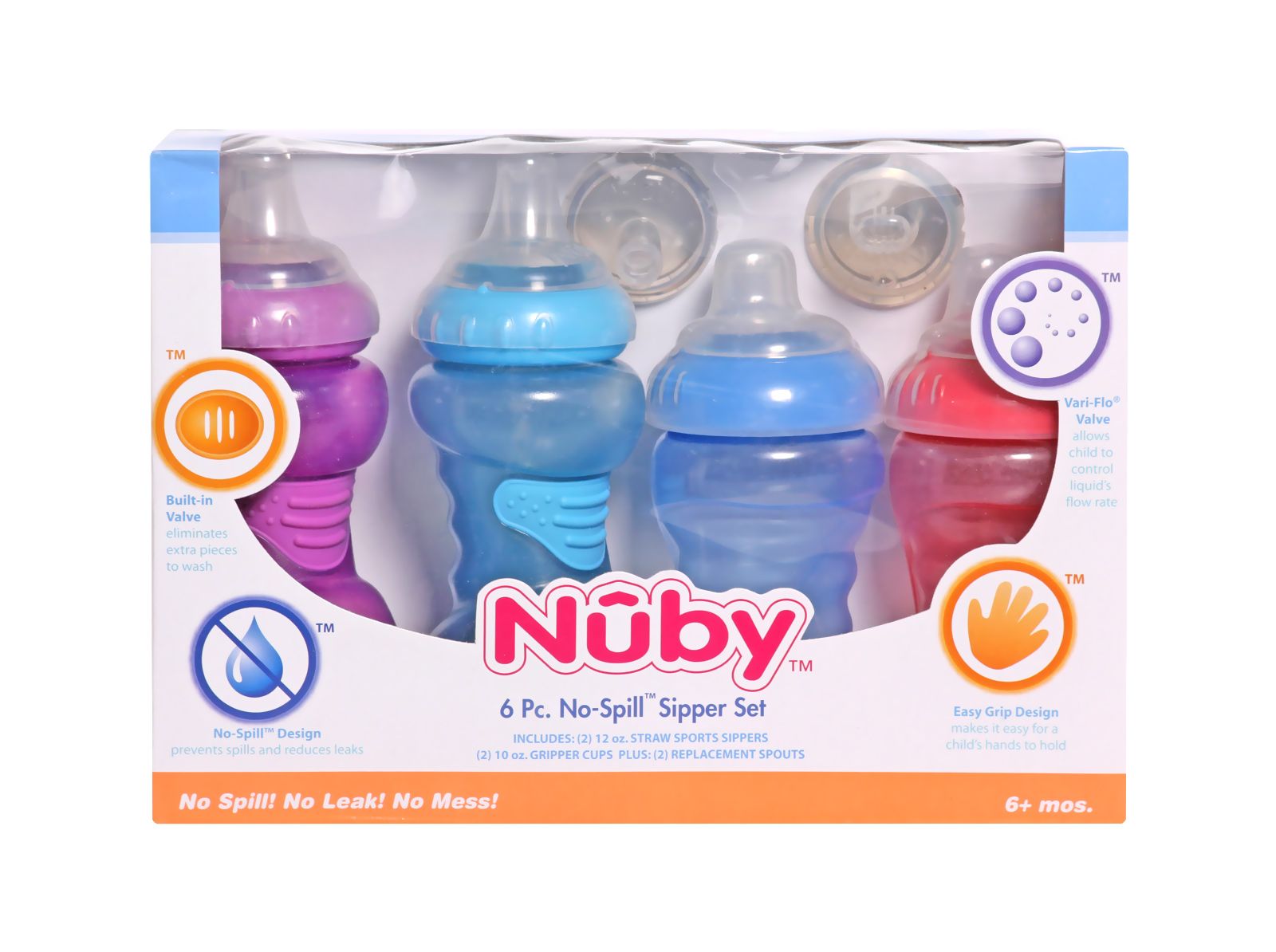 Nuby - 6 Piece No-Spill Sipper Set