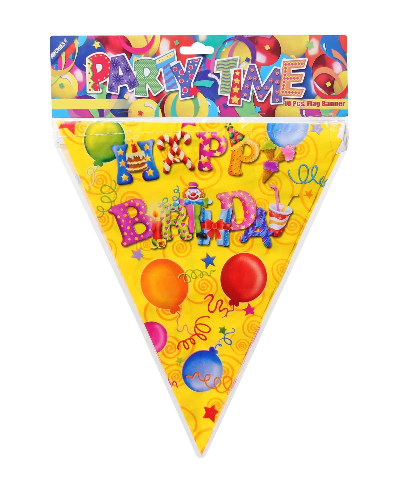 Archies Party Time Flag Banner - Happy Birthday