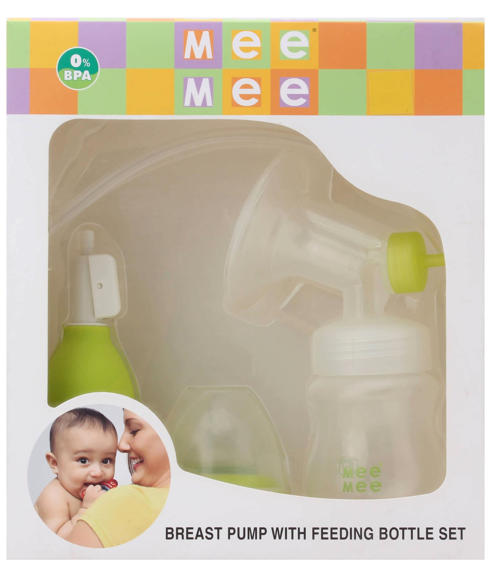 Mee Mee Breast Pump With Feeding Bottle Set