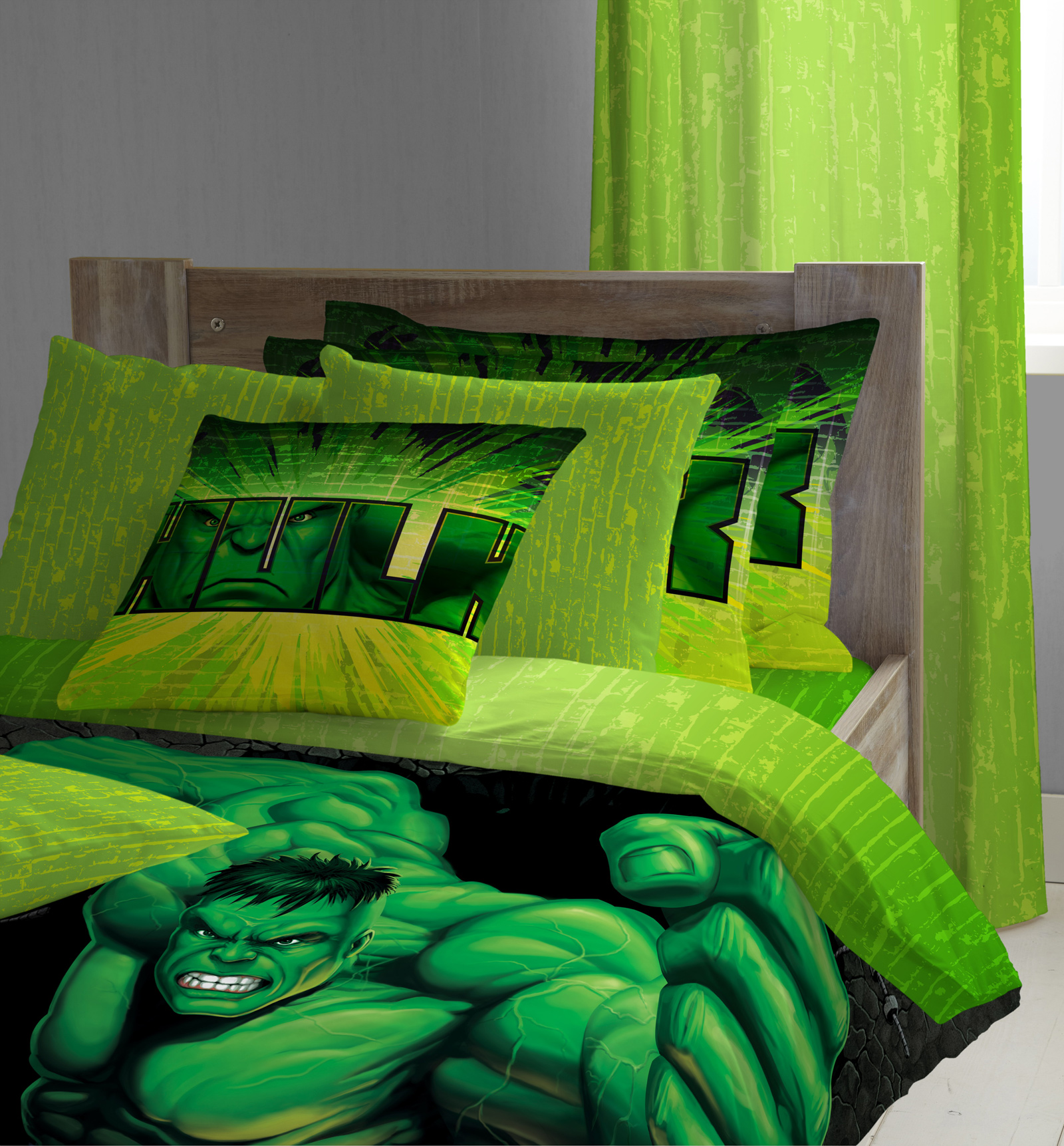 D''Decor - Hulk Double Bed Sheets & Two Pillow Covers