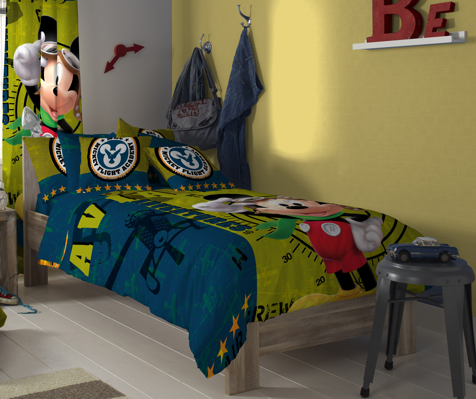 Disney - Mickey Mouse Aviator Single Bed Sheet With 1 Pillow Cover