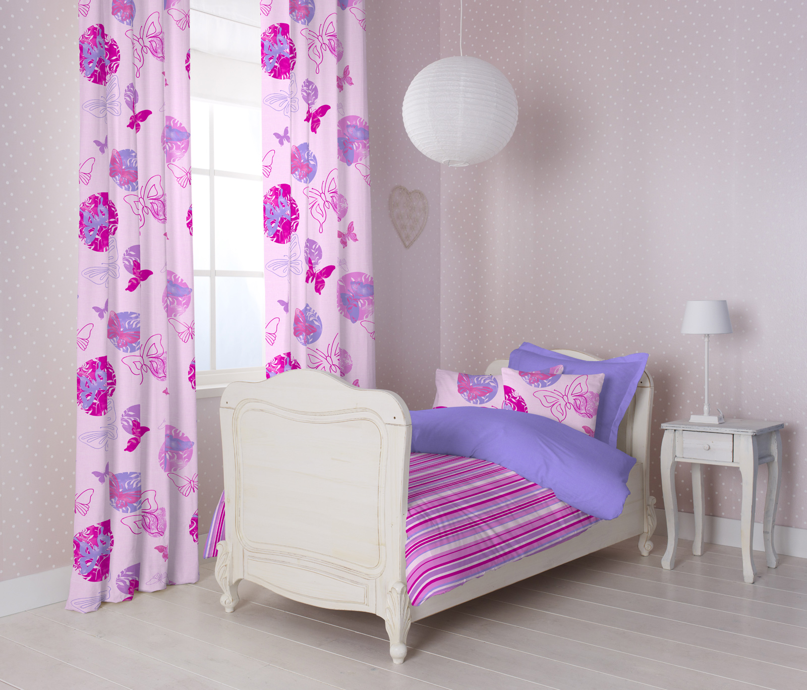 D''Decor - Pink Butterfly Garden Double BedSheet with 2 Pillow Cover
