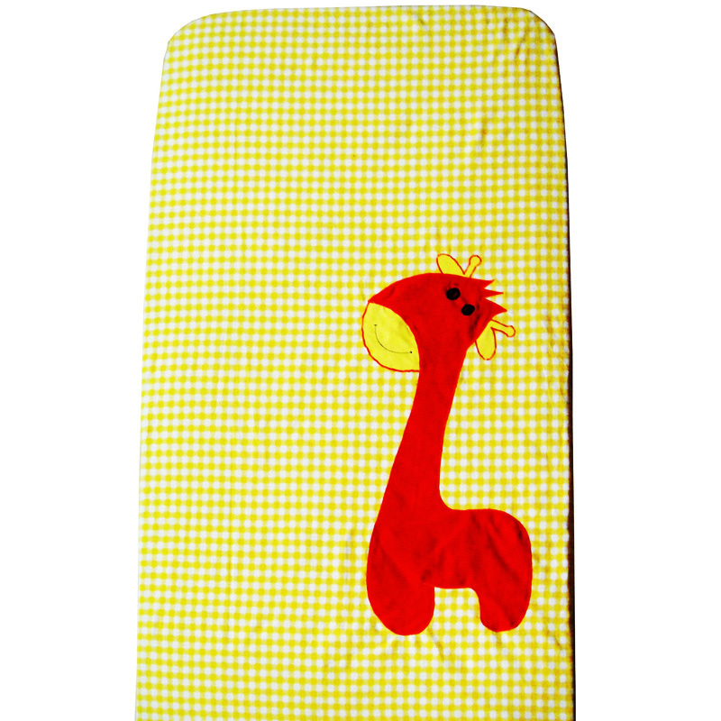 Giraffe Crib Sheet - Yellow Checks