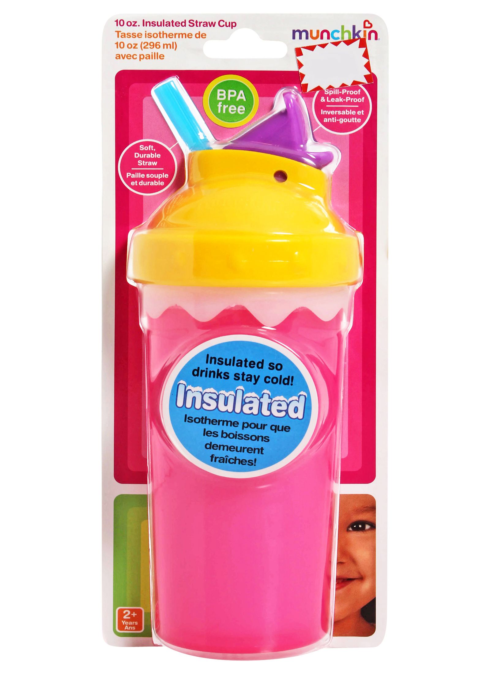 Munchkin - Pink Insulated Straw Cup
