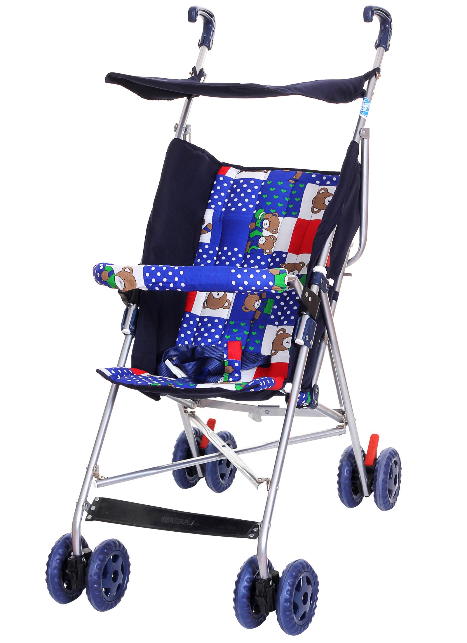 Deluxe Umbrella Buggy With Twin Bear Blue Print